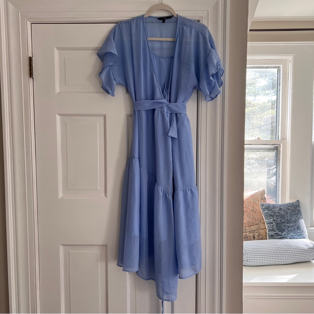 Blue wrap dress
